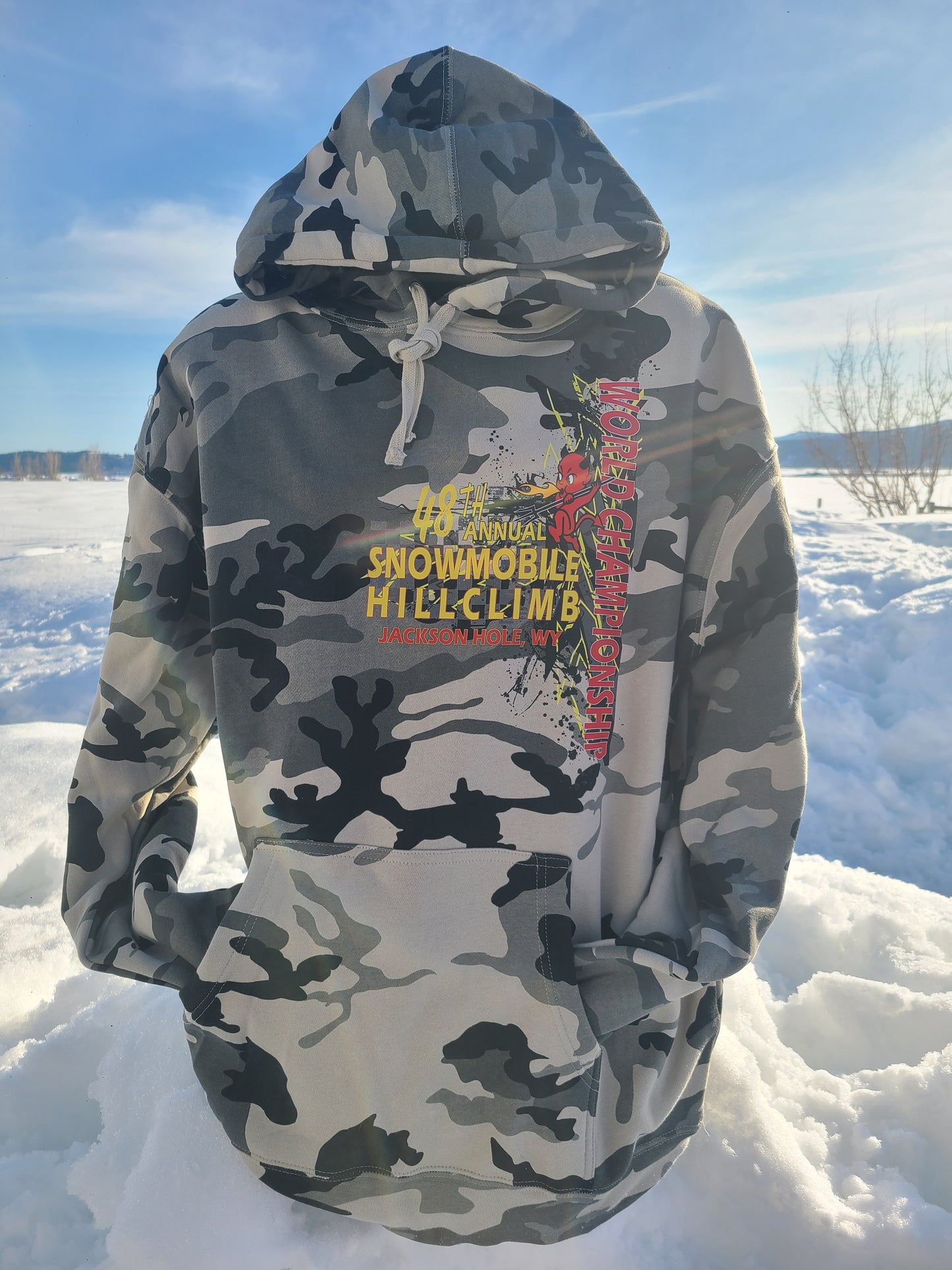 JH World Champ Snow Camo Hoodie-Race 1 design