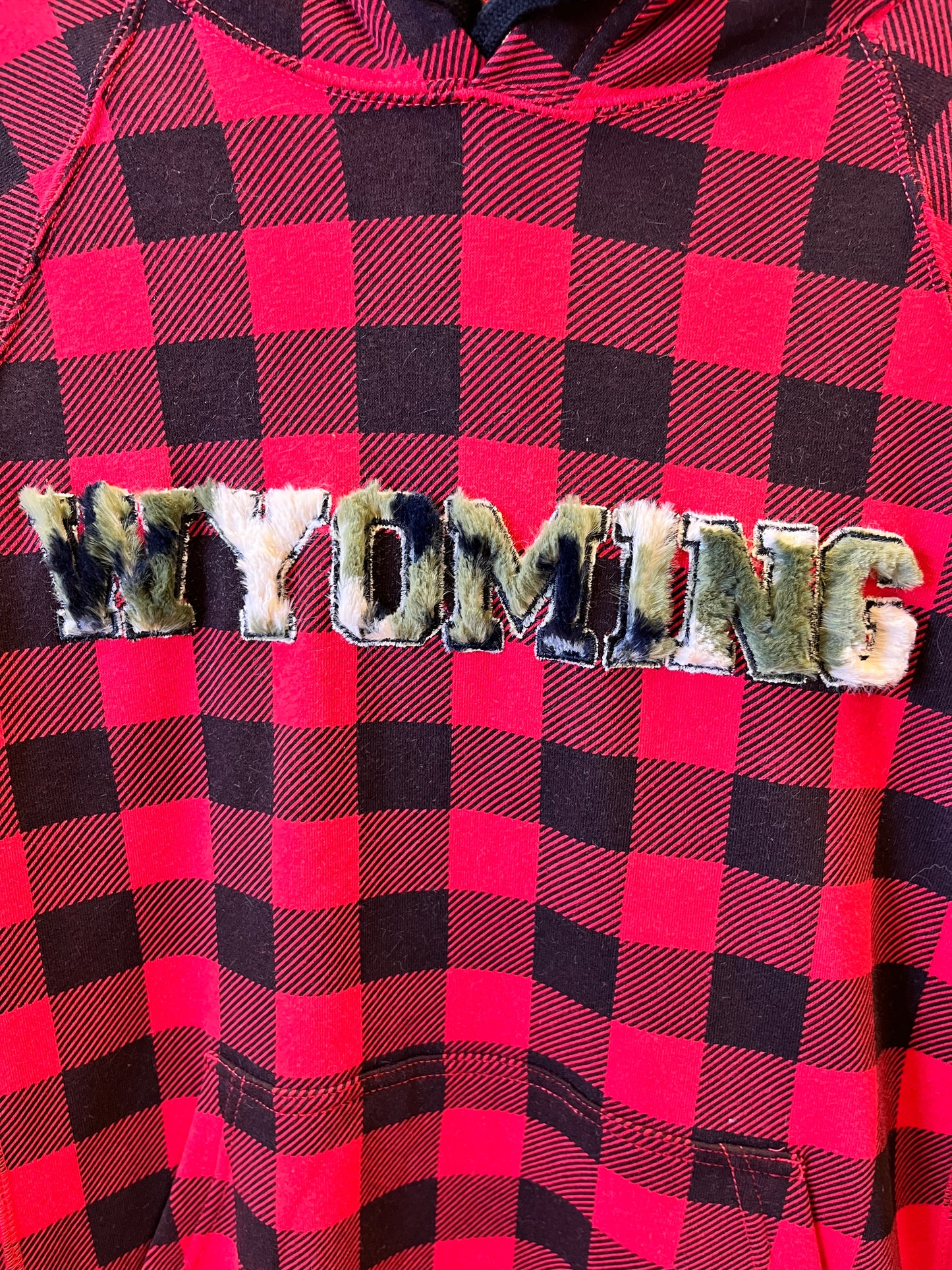 Wyoming Buffalo Plaid Camouflage Lettering Hoodie