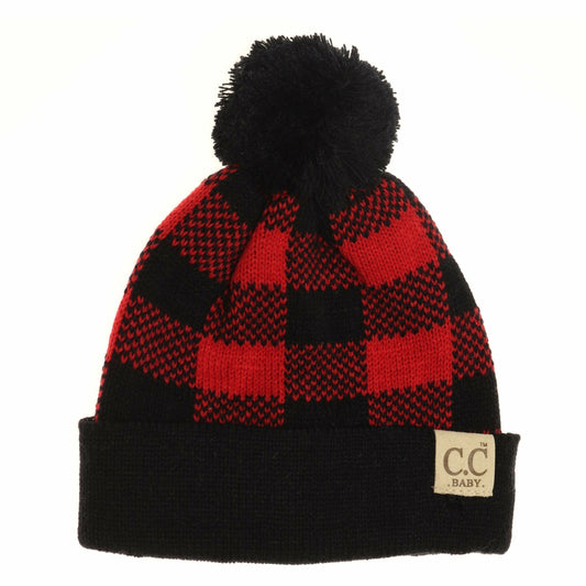 Baby Buffalo Plaid Pom Beanie Baby73POM