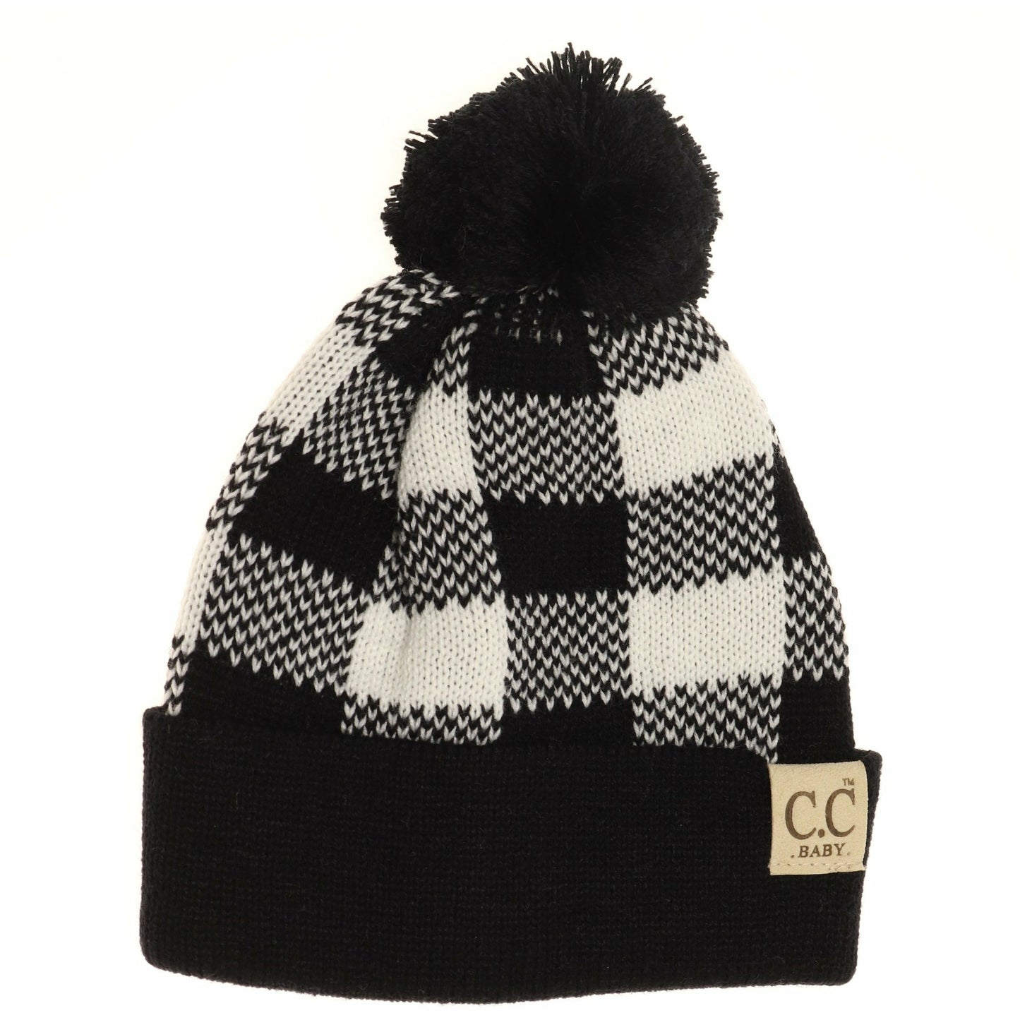 Baby Buffalo Plaid Pom Beanie Baby73POM