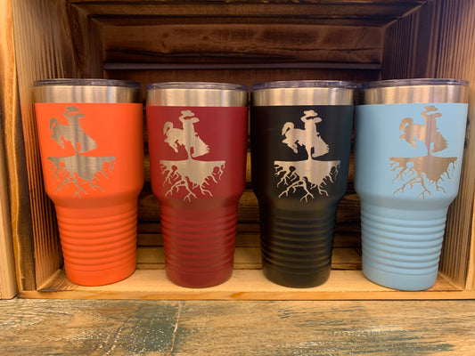 Wyoming Bucking Horse Roots 30oz Ringneck Maroon Tumbler