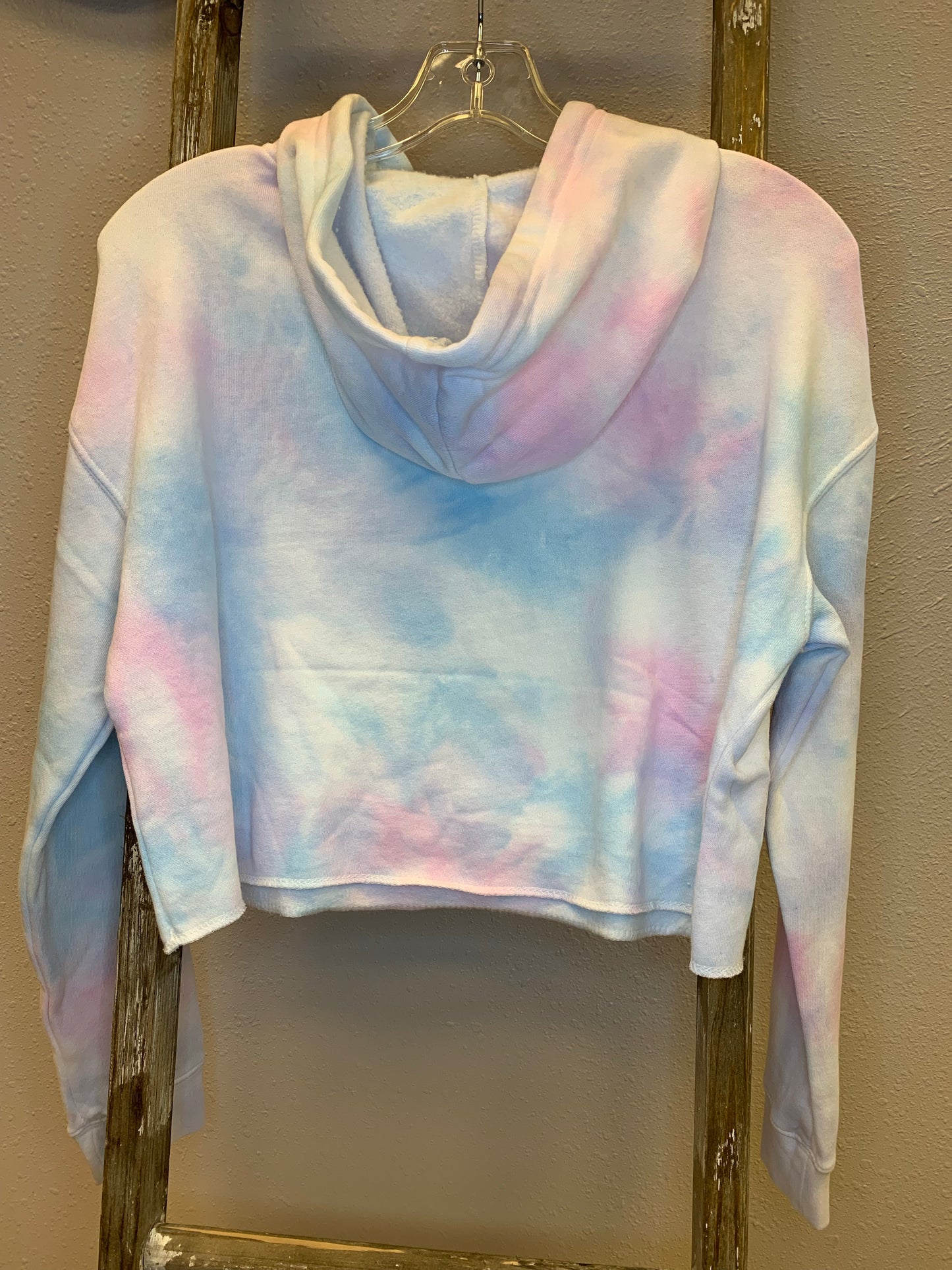 Girls Cotton Candy Tie Die Crop Top Hoodie