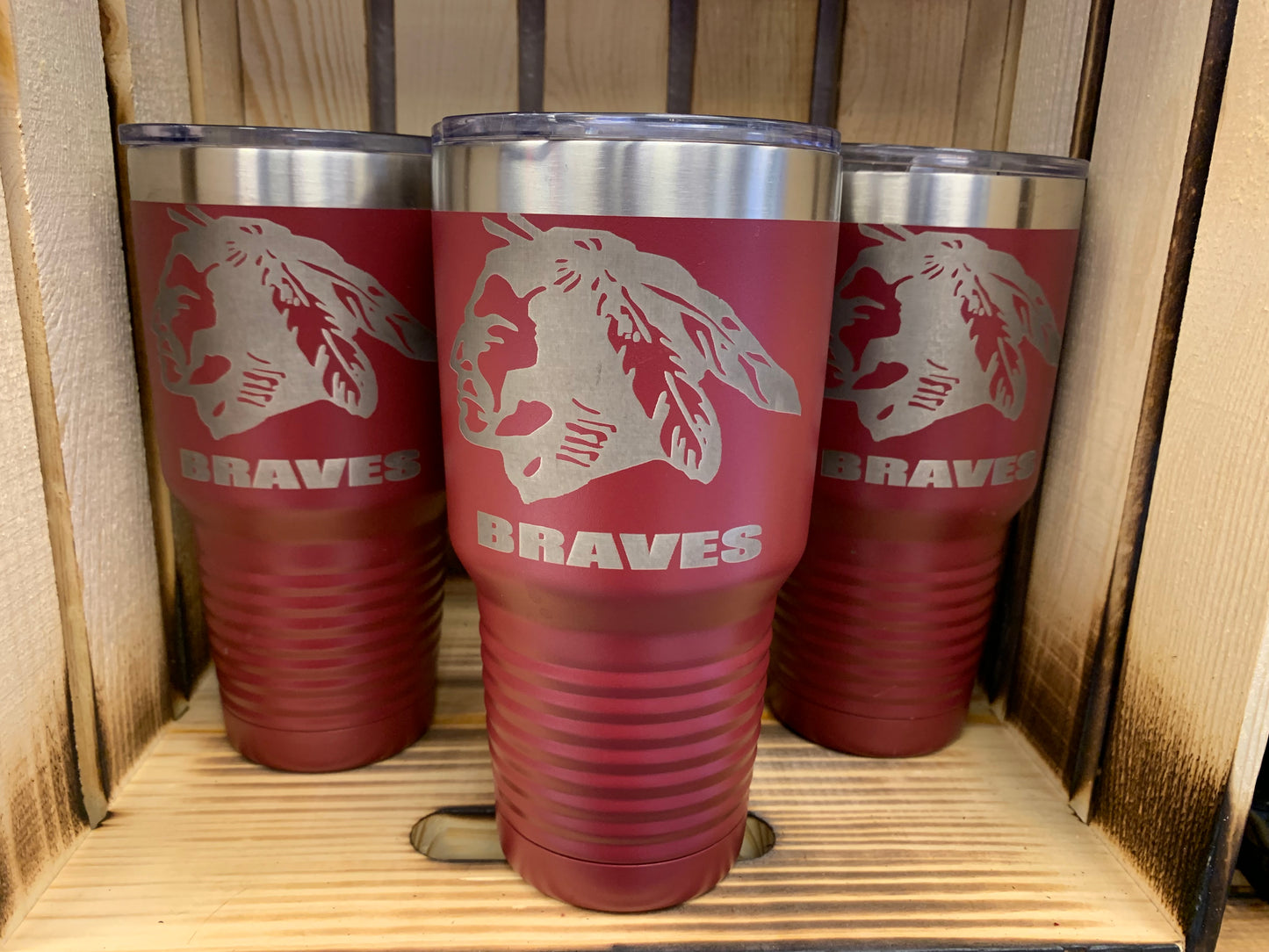 Star Valley Braves 30 oz Maroon Tumbler