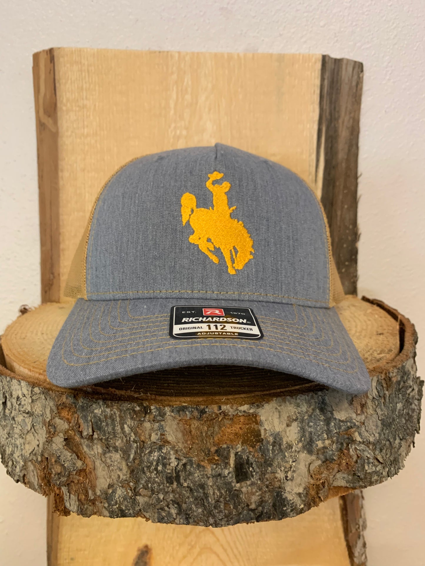 Wyoming Bucking Horse Embroidered Snapback Trucker Hat