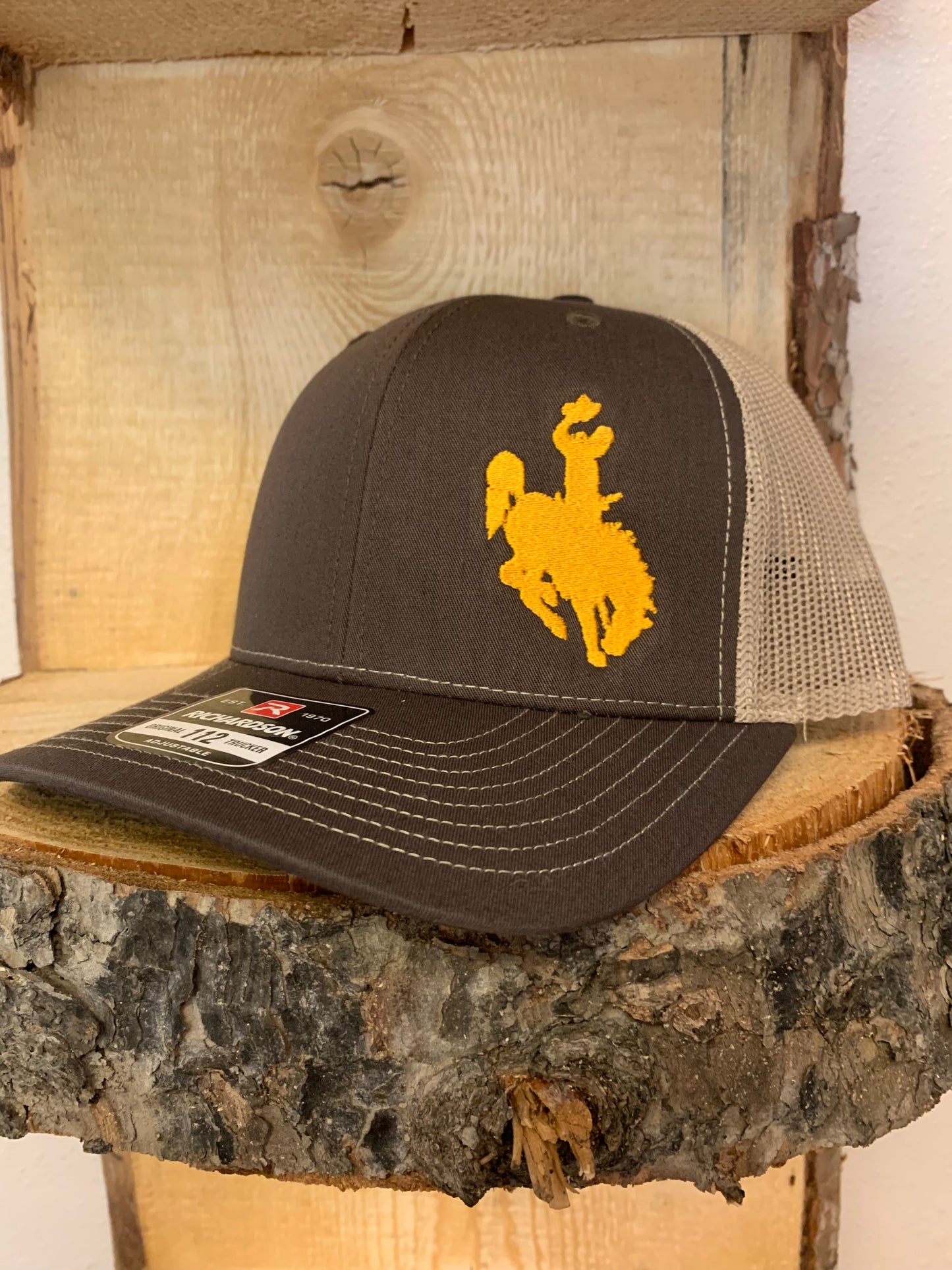 Wyoming Bucking Horse Embroidered Snapback Trucker Hat