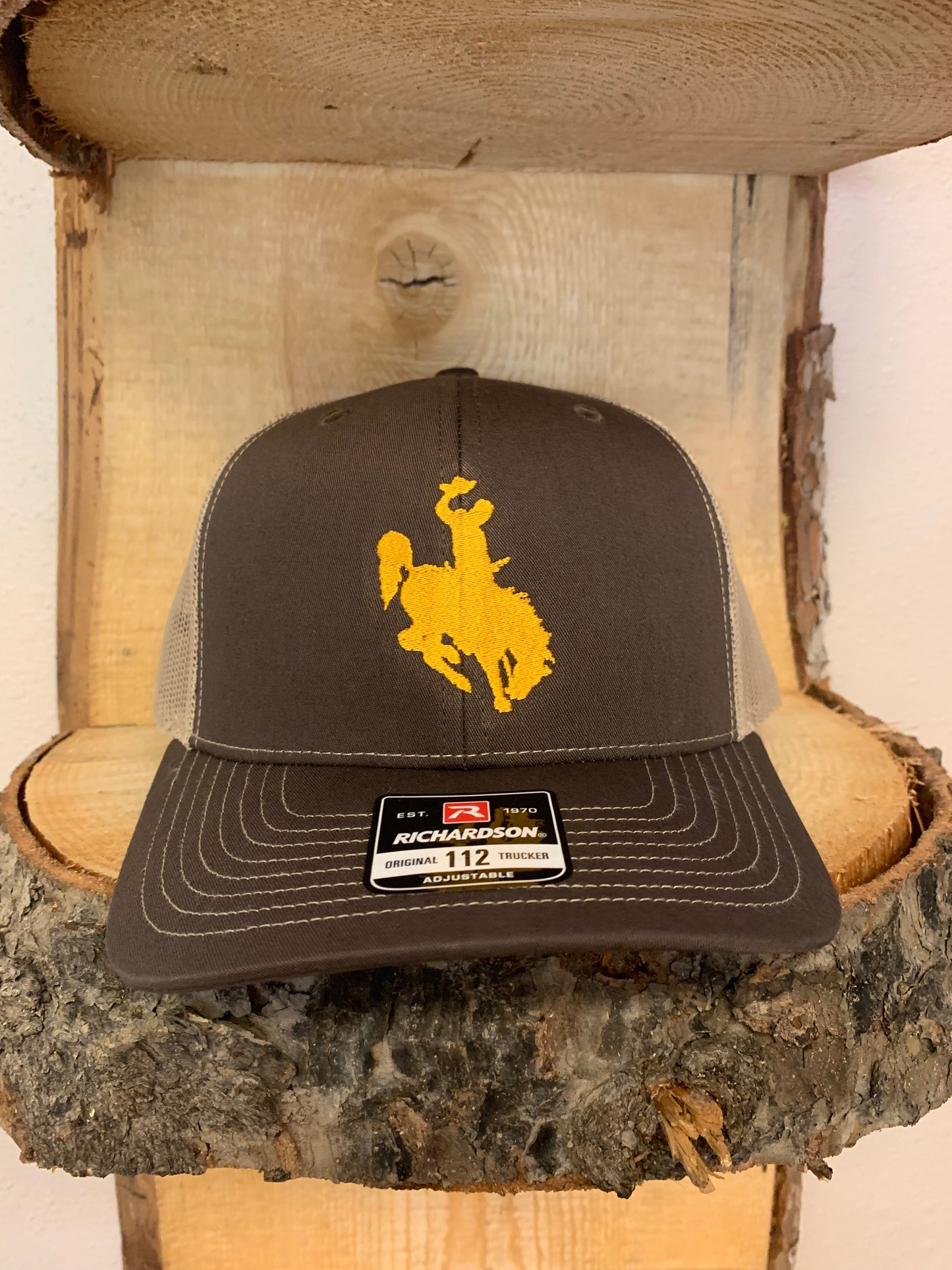 Wyoming Bucking Horse Embroidered Snapback Trucker Hat