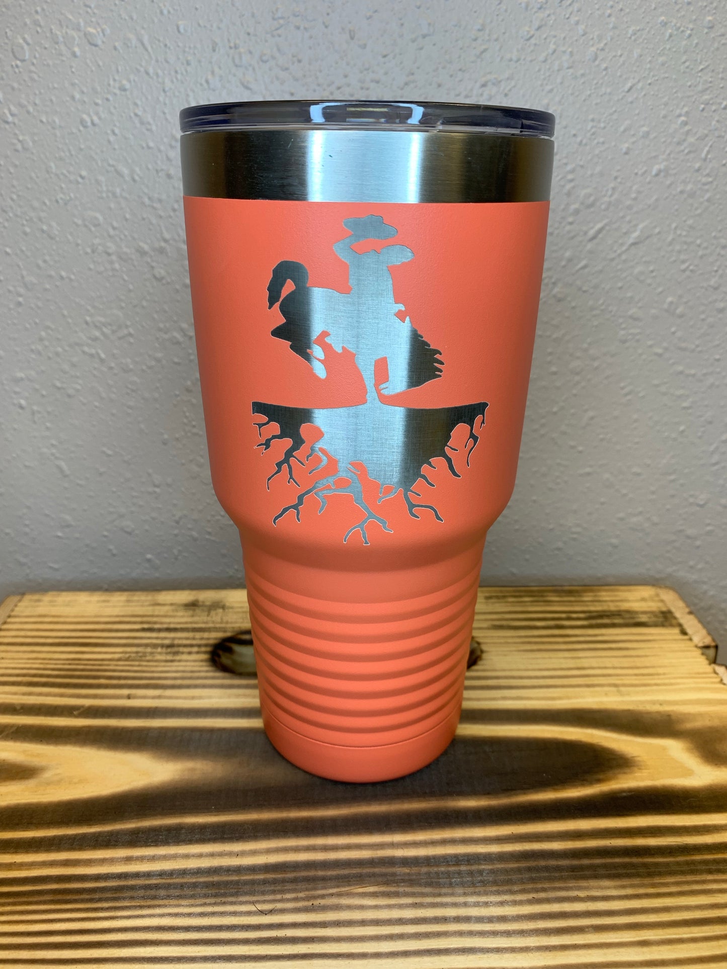 Wyoming Bucking Horse Roots 30oz Ringneck Maroon Tumbler