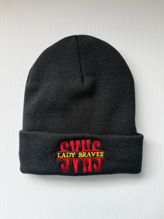 SVHS Lady Braves Embroidered Fleece Lined Cuff Beanie in Black