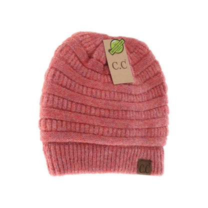 Fuzzy Lined Mixed Soft Yarn Beanie Hat4020