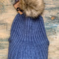 Women's Knitted Brim C.C Beanie with Fur Pom