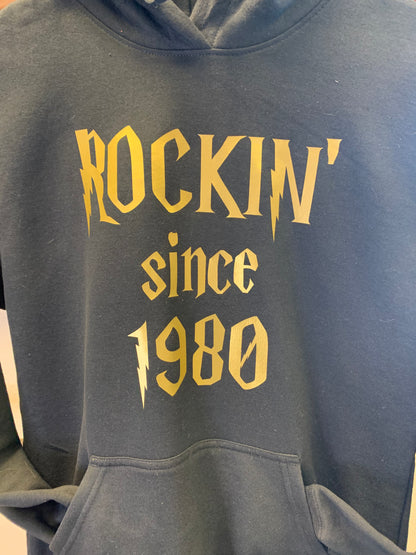 Rockin Since 1980 Adult Medium Unisex Hoodie