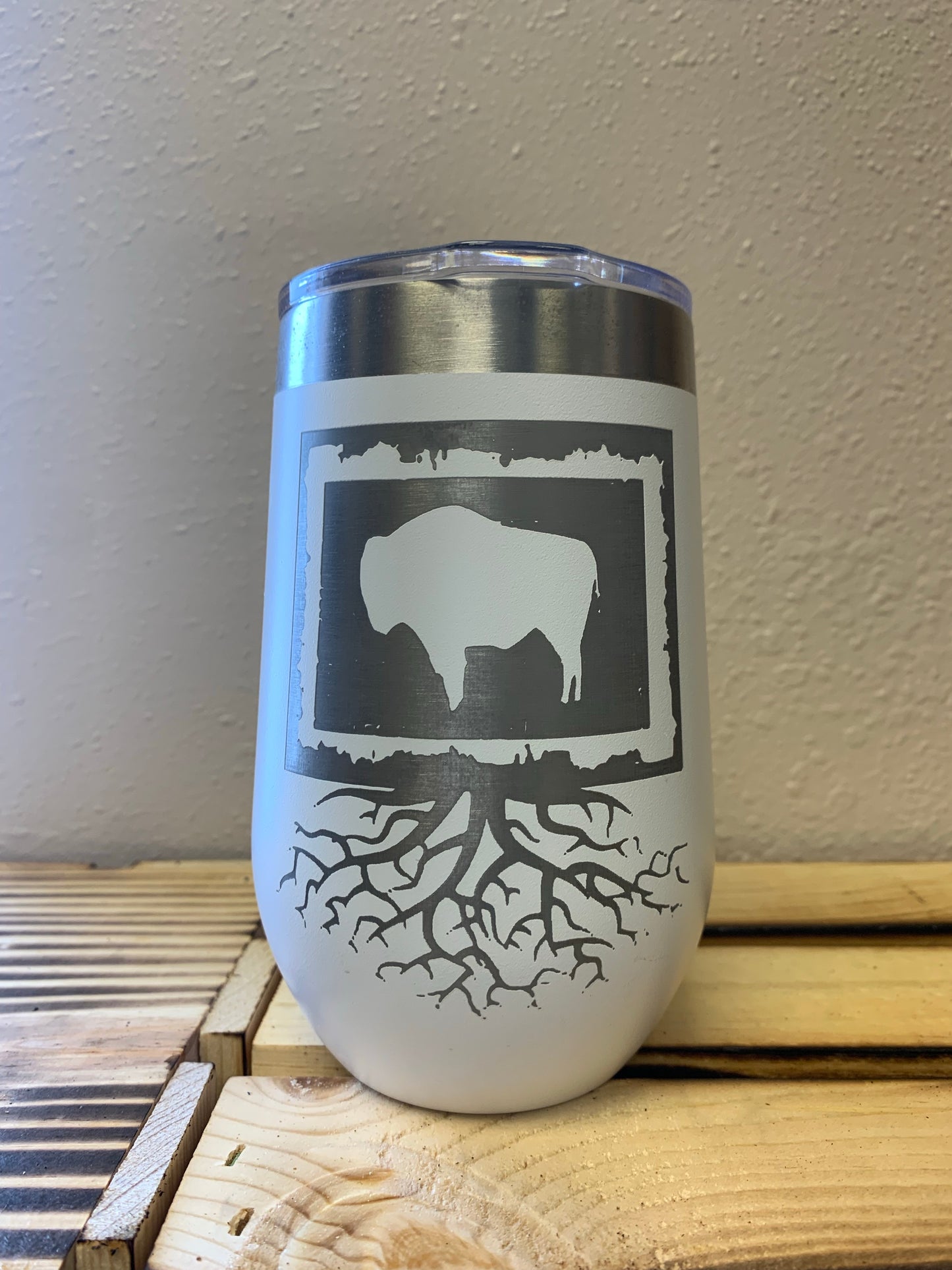 16 oz Wyoming Roots Stemless Stainless Steel Wine Tumbler