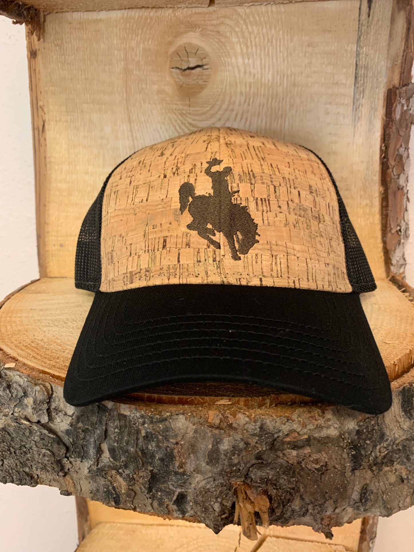 Wyoming Bucking Horse Embroidered Snapback Trucker Hat
