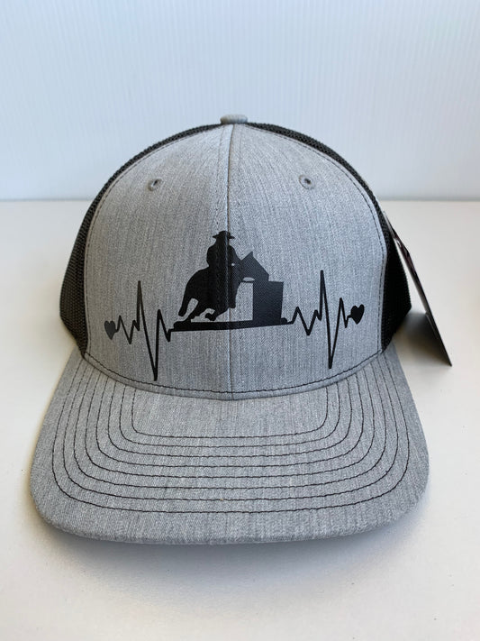 Barrel Racing Heartbeat Vinyl Logo Snapback Adult Trucker Hat